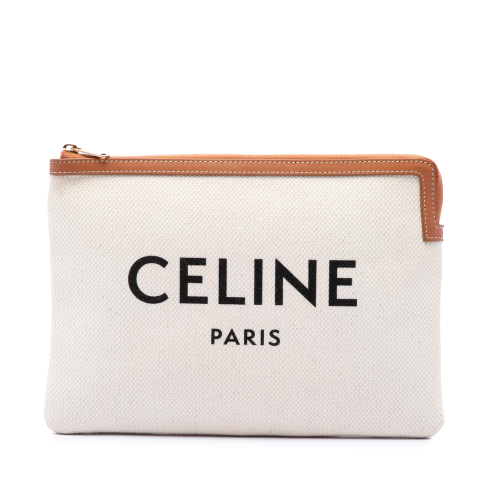 Pre-Loved Celine Large Canvas Logo Pouch